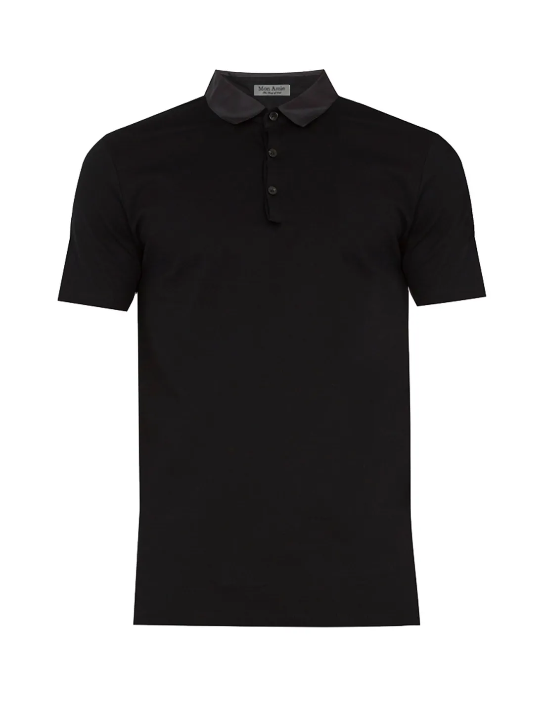 Polo đen trơn cổ phối bóng — 1/1
