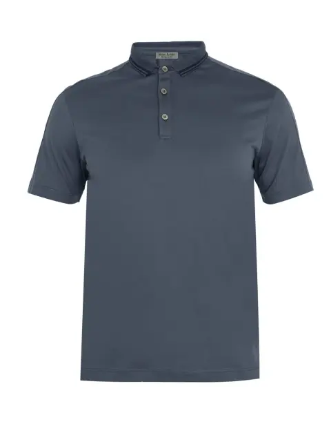 Polo xám xanh cổ viền navy