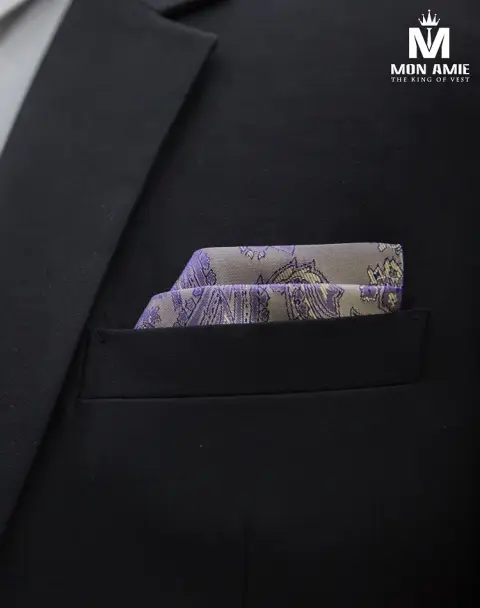 Khăn cài túi tím nhạt hoa văn