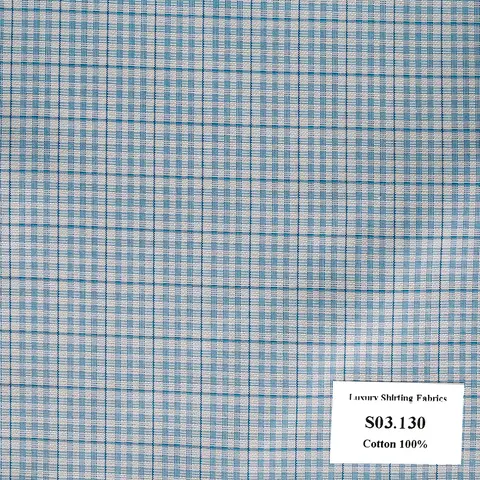 Vải May Đồng Phục Áo Sơ Mi Công Sở Màu Xanh Biển Đậm Caro S03.130