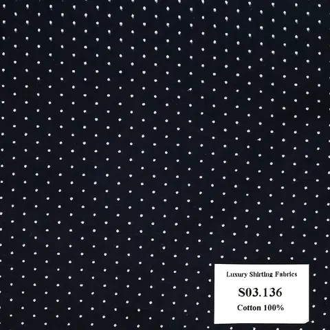 Vải May Đồng Phục Áo Sơ Mi Công Sở Màu Xanh Đen Chấm Bi S03.136