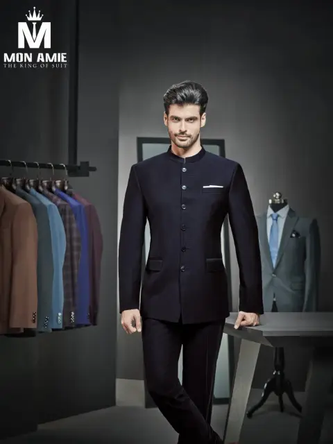Suit cổ đứng xanh đen — D614