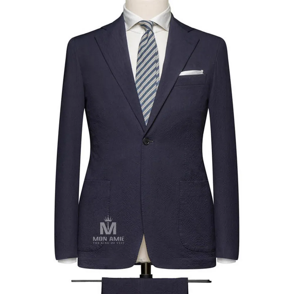 Suit xanh navy vải seersucker 147634 — 1/3