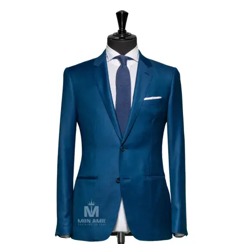 Suit xanh cổ vịt trơn
