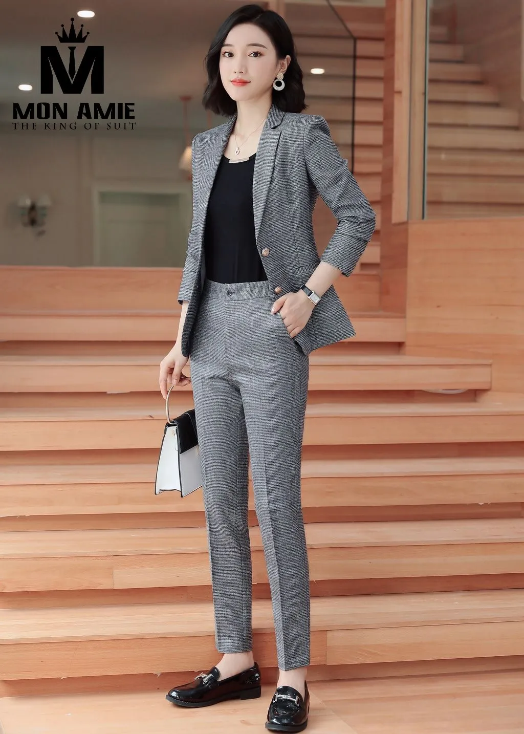 Vest nữ xám kẻ, quần tây PN1608 — 1/3