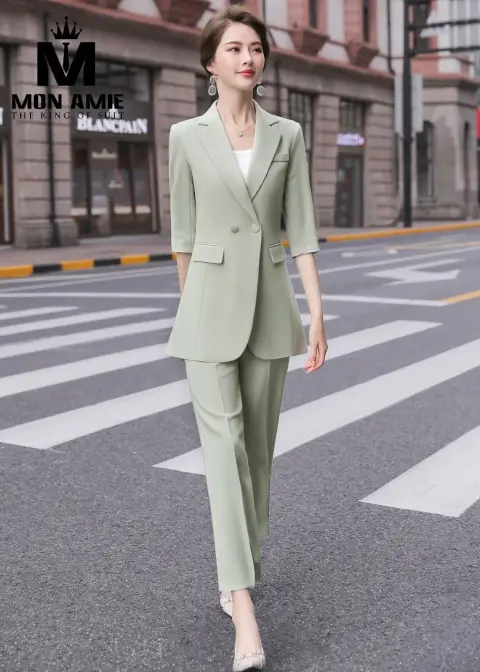 Vest nữ xanh bạc hà, quần tây — PN1655
