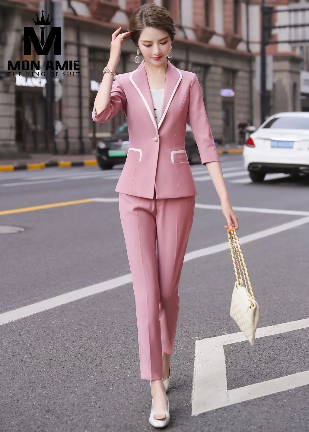 Vest nữ hồng viền trắng, quần tây PN1656 — 1/4