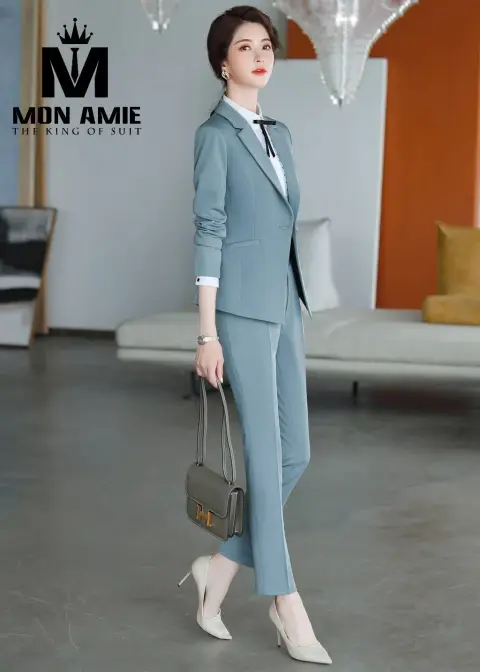Vest nữ xanh ghi nhạt, quần tây — PN1774